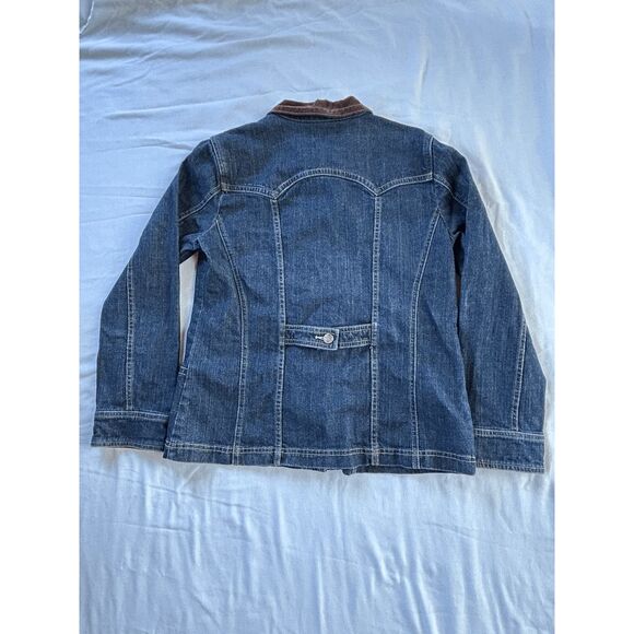 Christopher & Banks Stretch Jean Jacket Size M, Corduroy Collar, Button Down - Picture 3 of 10